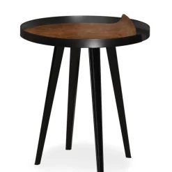 Table d'appoint magnétique ronde à rebord Bipolart Métal Noir avec 3 Tops style Textures