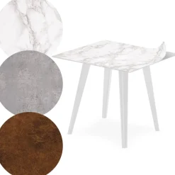 Table d'appoint magnétique carrée Bipolart Métal Blanc avec 3 Tops style Textures