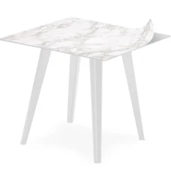 Table d'appoint magnétique carrée Bipolart Métal Blanc avec 3 Tops style Textures