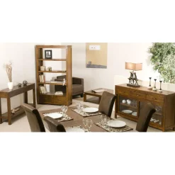 Table d'Appoint Moderne Rectangulaire 2 Tiroirs Bois Mindi - EDEN