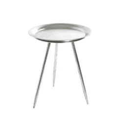 Table d'appoint métal laqué argent petit modèle