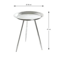 Table d'appoint métal laqué argent petit modèle