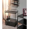 Table d'appoint métal noir porte journeaux integré