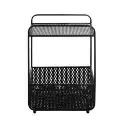 Table d'appoint métal noir porte journeaux integré