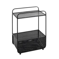 Table d'appoint métal noir porte journeaux integré