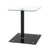 Table d'appoint noire double plateau verre trempé