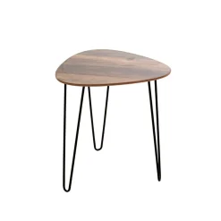Table d'appoint Petit modèle Noir en Métal laqué et plateau décor chêne foncé