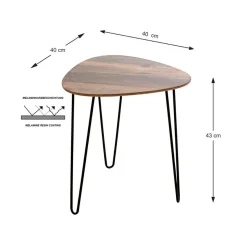 Table d'appoint Petit modèle Noir en Métal laqué et plateau décor chêne foncé