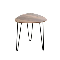 Table d'appoint Petit modèle Noir en Métal laqué et plateau décor chêne foncé