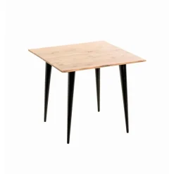 Table d'appoint plateau en bois massif d'acacia naturel tube d'acier laqué noir,