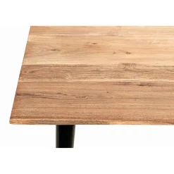 Table d'appoint plateau en bois massif d'acacia naturel tube d'acier laqué noir,