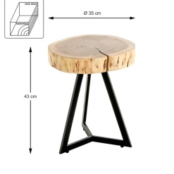 Table d'appoint plateau rondelle d'arbre modèle mini