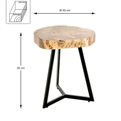 Table d'appoint plateau rondelle d'arbre modèle maxi