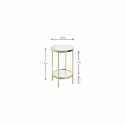 Table d'appoint ronde avec étagères en verre miroir