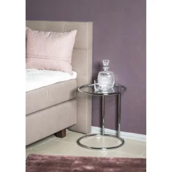Table d'appoint ronde chromé plateau verre trempé