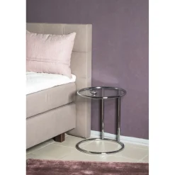 Table d'appoint ronde chromé plateau verre trempé