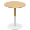 Table d'appoint ronde 'DILA' en bois finition naturelle et métal blanc