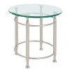 Table d'appoint ronde en acier plateau verre trempé transparent