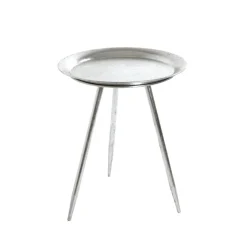 Table d'appoint ronde en Métal laqué Argenté petit modèle