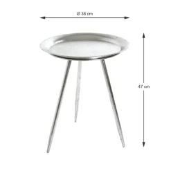 Table d'appoint ronde en Métal laqué Argenté petit modèle