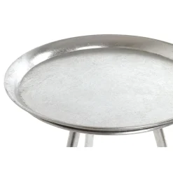 Table d'appoint ronde en Métal laqué Argenté petit modèle