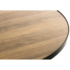 Table d'appoint ronde Grand modèle en Métal laqué Noir et plateau décor chêne