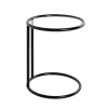 Table d'appoint ronde laquée noir mat plateau verre trempé