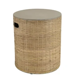 Table d'appoint ronde plateau en béton socle en bambou naturel HECTOR
