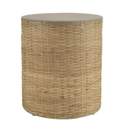 Table d'appoint ronde plateau en béton socle en bambou naturel HECTOR