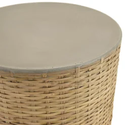 Table d'appoint ronde plateau en béton socle en bambou naturel HECTOR