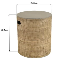 Table d'appoint ronde plateau en béton socle en bambou naturel HECTOR