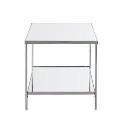 Table d'appoint étagères en verre miroir en acier chromé