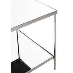 Table d'appoint étagères en verre miroir en acier chromé