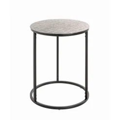 Table d'appointe en tube d'acier laqué noir plateau en structure