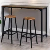 Table de bar style industriel avec ses 2 tabourets Jostin Bois et Métal Noir