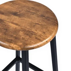 Table de bar style industriel avec ses 2 tabourets Jostin Bois et Métal Noir