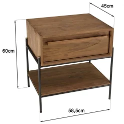 Table de chevet 1 niche bois de teck recyclé