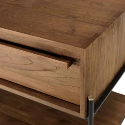 Table de chevet 1 niche bois de teck recyclé