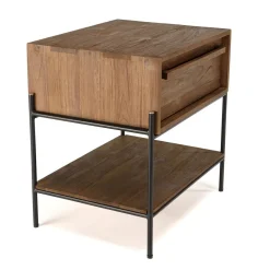 Table de chevet 1 niche bois de teck recyclé