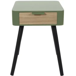 Table de Chevet 1 Tiroir En Bois Vert Kaki