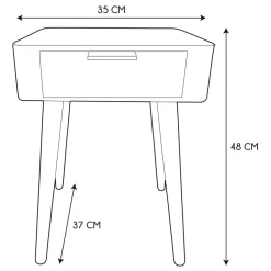 Table de Chevet 1 Tiroir En Bois Vert Kaki