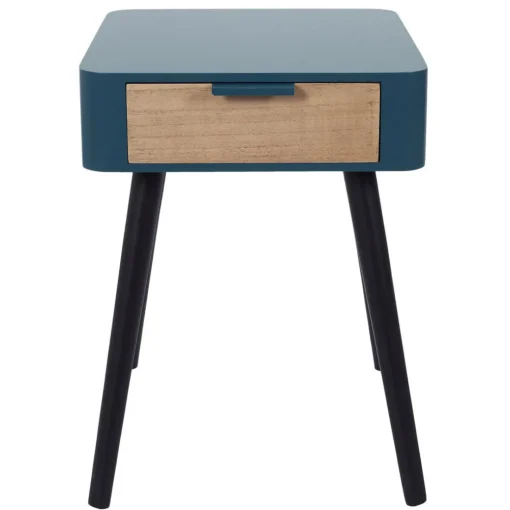 Table de Chevet 1 Tiroir En Bois Bleu Canard