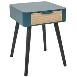 Table de Chevet 1 Tiroir En Bois Bleu Canard