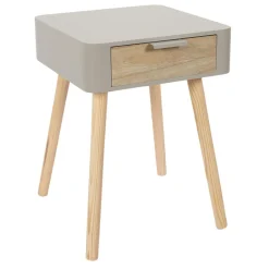 Table de Chevet 1 Tiroir En Bois Taupe