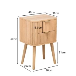 Table de Chevet 2 Tiroirs Naturel en Bois