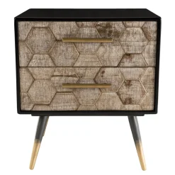 Table de chevet 2 tiroirs scandinave en Sapin et métal - DEBBIE