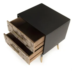 Table de chevet 2 tiroirs scandinave en Sapin et métal - DEBBIE