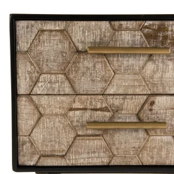 Table de chevet 2 tiroirs scandinave en Sapin et métal - DEBBIE