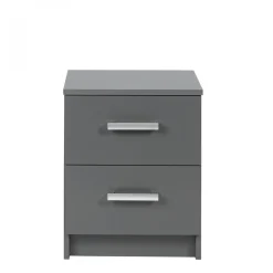 Table de Chevet 2 Tiroirs Gris Graphite ELENZIO