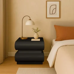 Table de chevet avec 2 tiroirs arrondis Mezade Noir